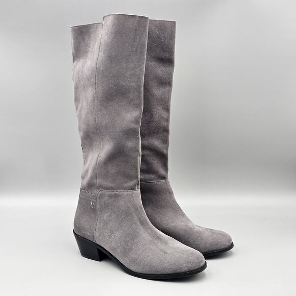 Vionic Women's Size 9 US Tinsley Grey Suede Knee High Block Heel Pull On Boots - Picture 1 of 8